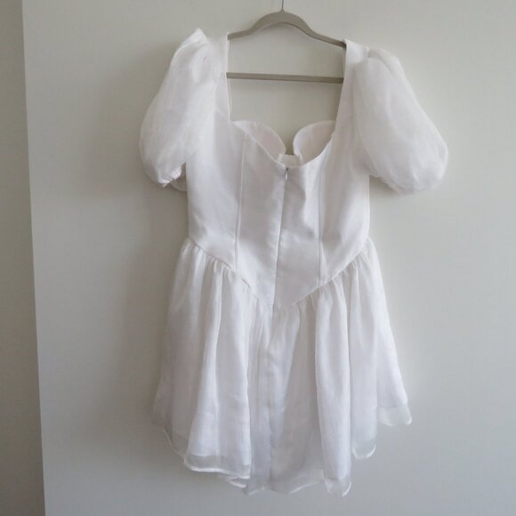 ADEIRLINA Here Comes The Sun White Puff Sleeve Bodice Dress Romantic Wedding - Picture 14 of 16